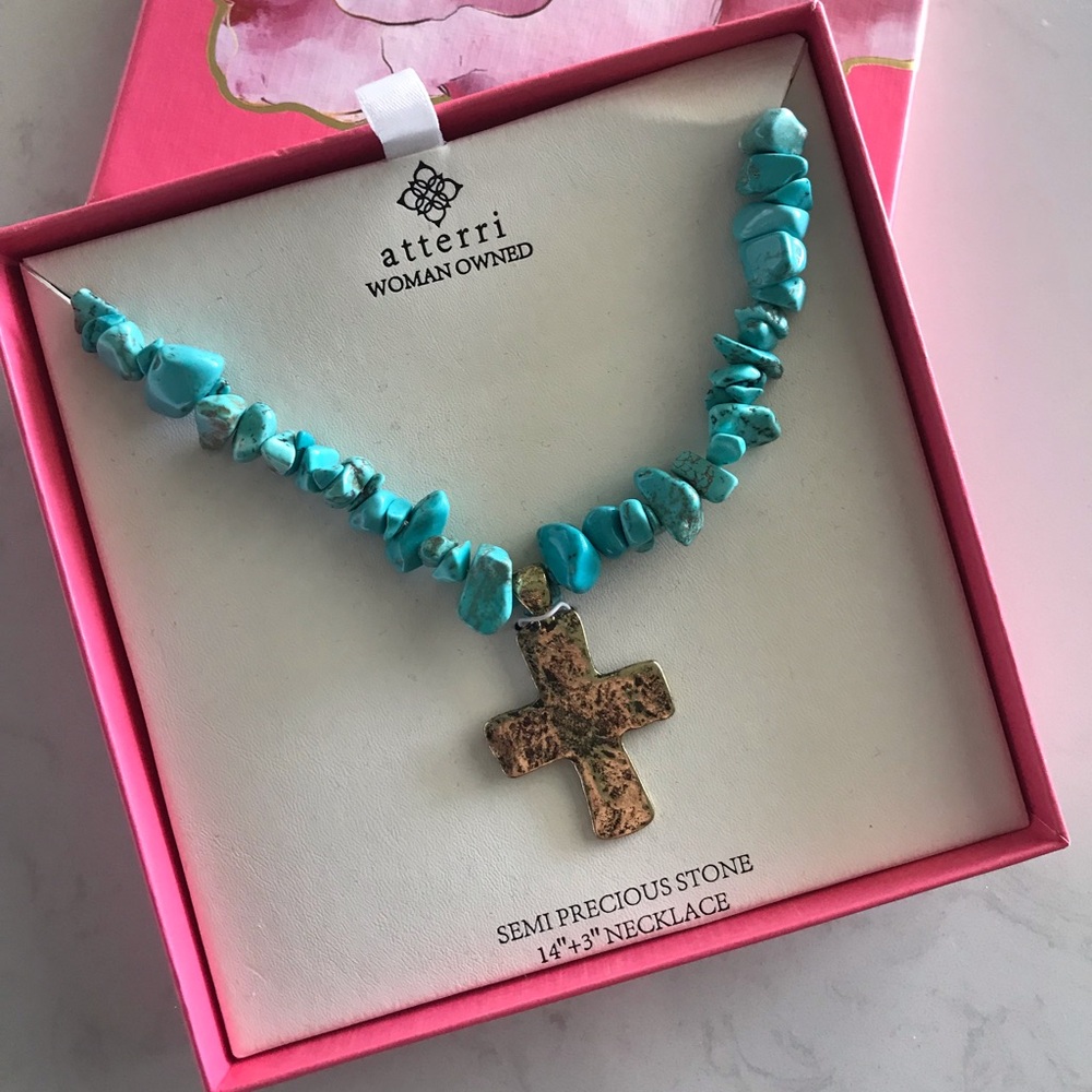 Atterri Turquoise Cross Choker Necklace